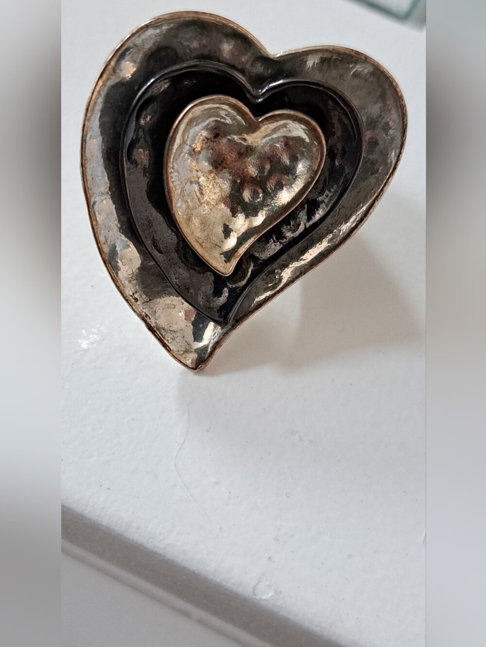 Heart Stretch Ring Two-Tone Metal, Stretch Band